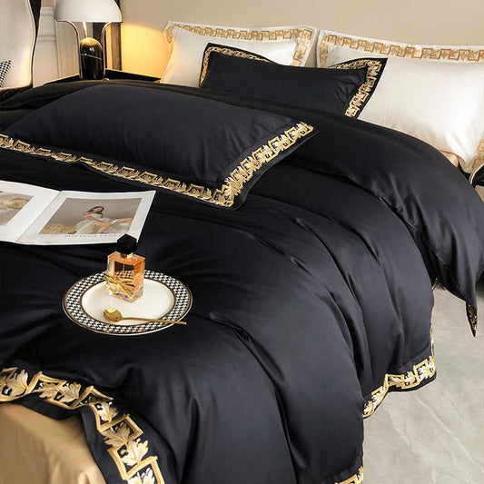 Cotton Bed Four-piece Set 120s Long-staple Cotton Embroidered Quilt
