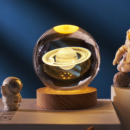 Luminous Starry Sky And Planets Moon Moon Crystal Ball Small Night Lamp Projection Ambience Light Creative Gift New Strange Gift