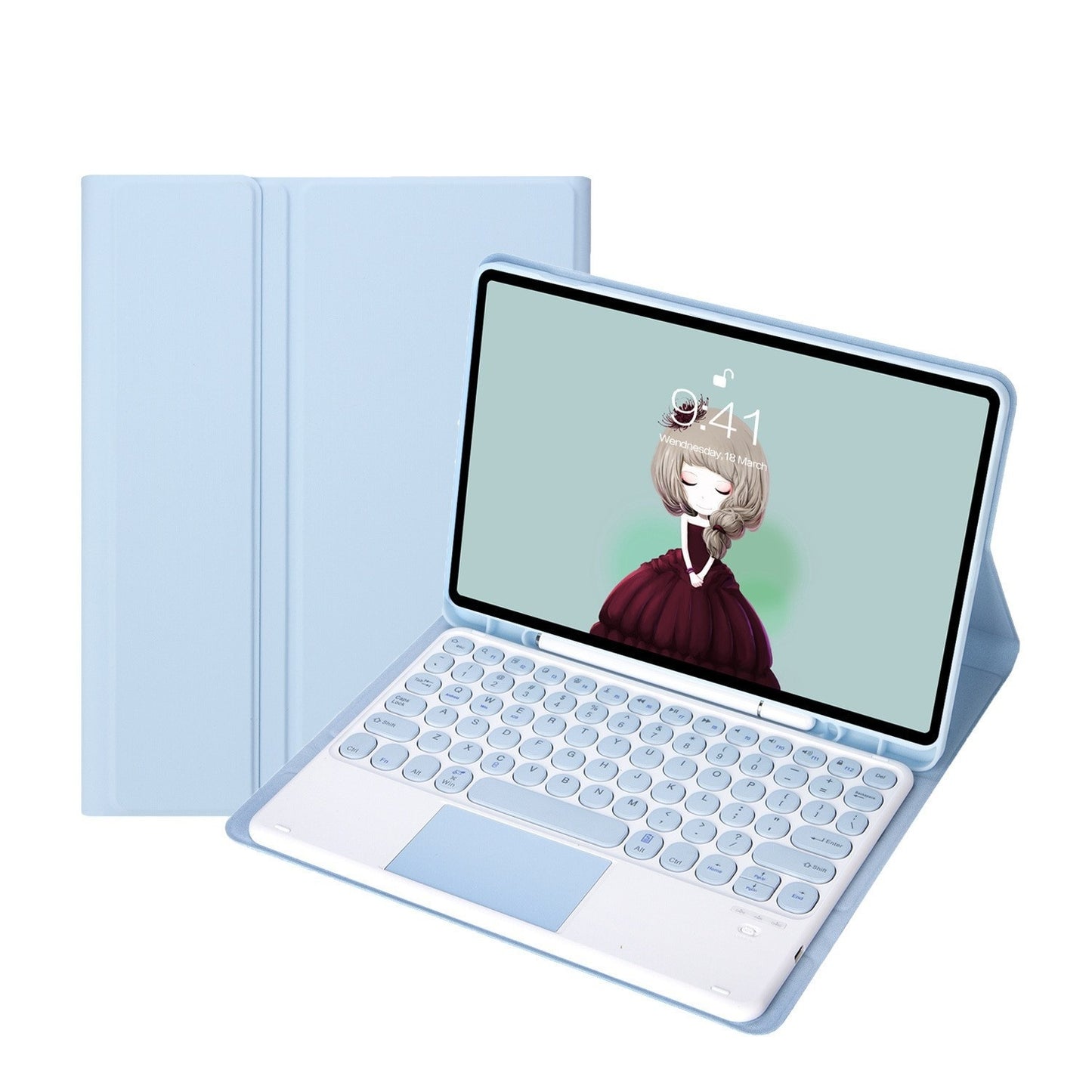 Touch Magnetic Keyboard Leather Case With Pen Slot
