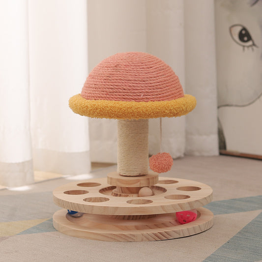 Solid Wood Turntable Cat Toy Sisal Grinding Claw