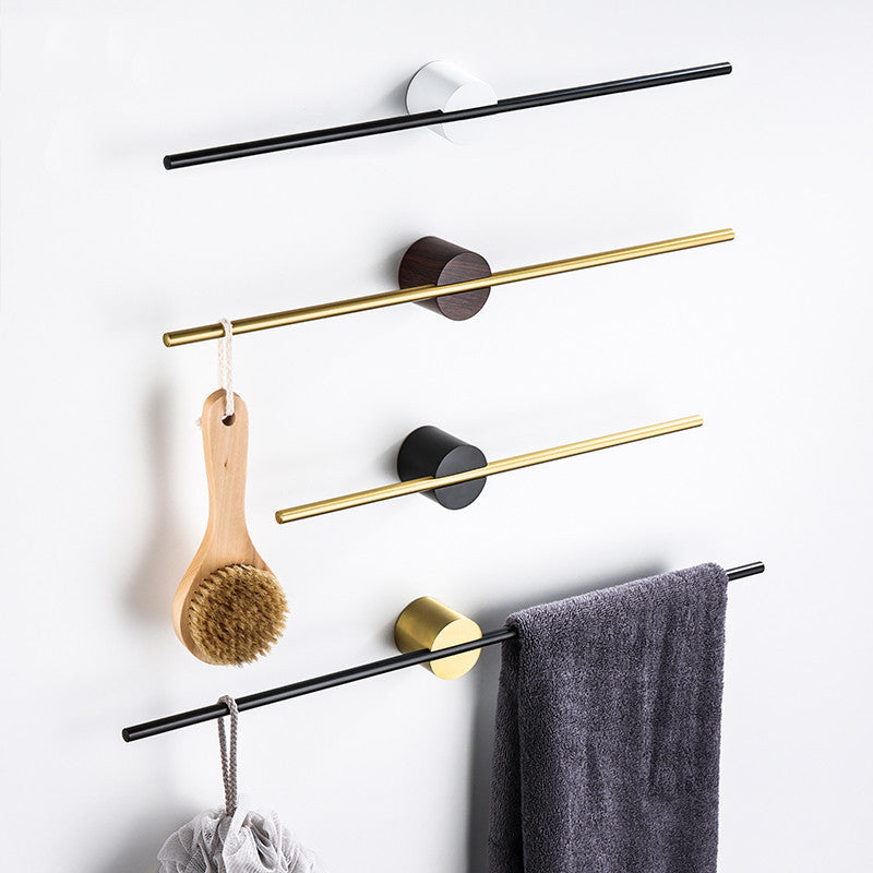 Bathroom Walnut Towel Bar Punch-free Toilet Wall-mounted Shelf Creative Towel Rack Light Luxury Thickened Single Bar