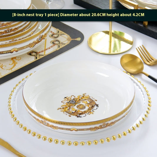 Tangshan Bone Tableware European Household Bowl Plate Dish Bowl