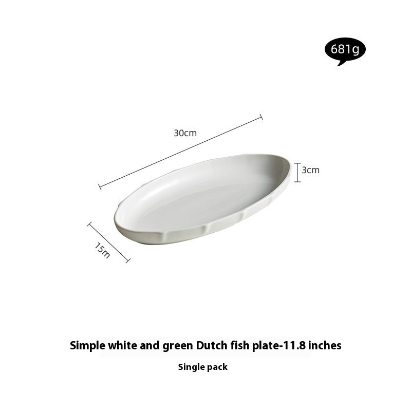 Household Steamed Fish Plate Good-looking Large Exquisite Japanese Style Dinner Plate High-grade