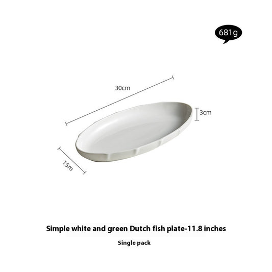 Household Steamed Fish Plate Good-looking Large Exquisite Japanese Style Dinner Plate High-grade