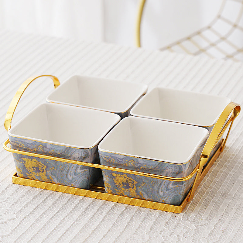 Light Luxury Ceramic Divided Grid Dried Fruit Plate