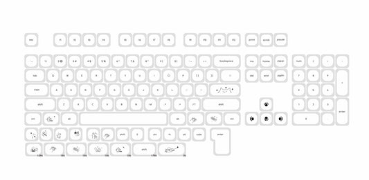 Minimalist Small Font Cute Cat Mechanical Keyboard Keycaps