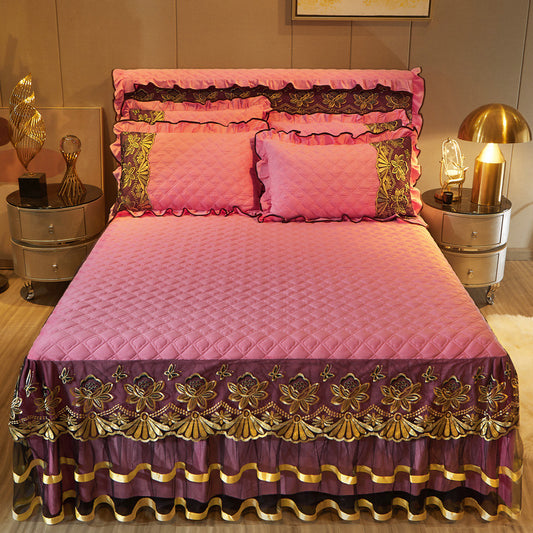 European Crystal Velvet Thick Bed Skirt
