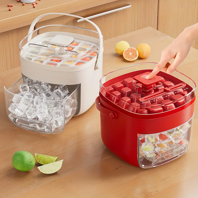 Press-type Convenient Outdoor Portable Ice Tray Large Capacity Ice Bucket 48 Extra-Large Ice Maker Food Grade Plastic Storage Tray Essential Kitchen Gadget