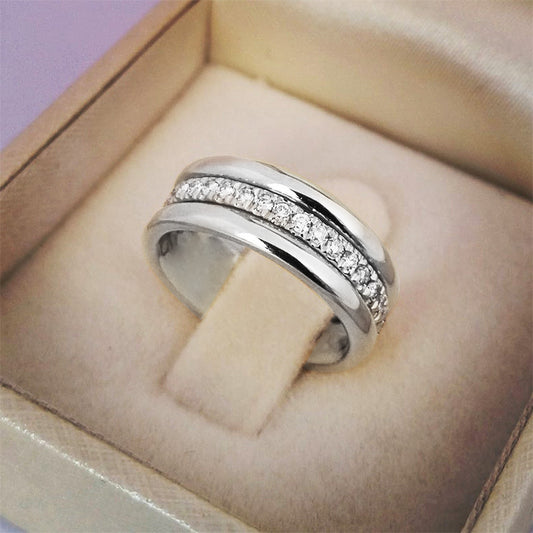 Simple Golden Sliver Rhinestones Ring Copper Plated RIngs Fashion Jewellery