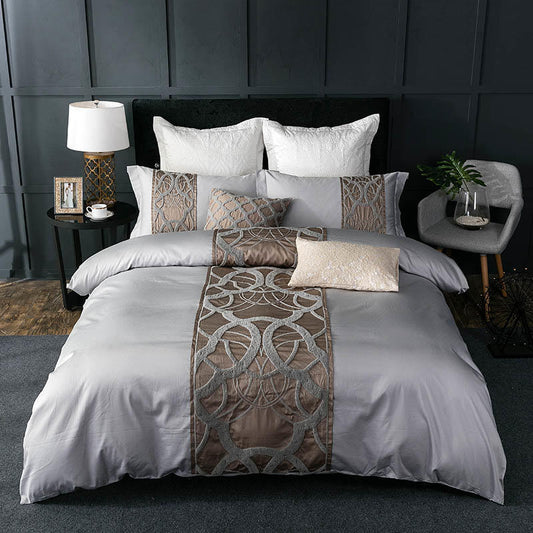 European-style model house multi-piece cotton satin four-piece seven-piece suit