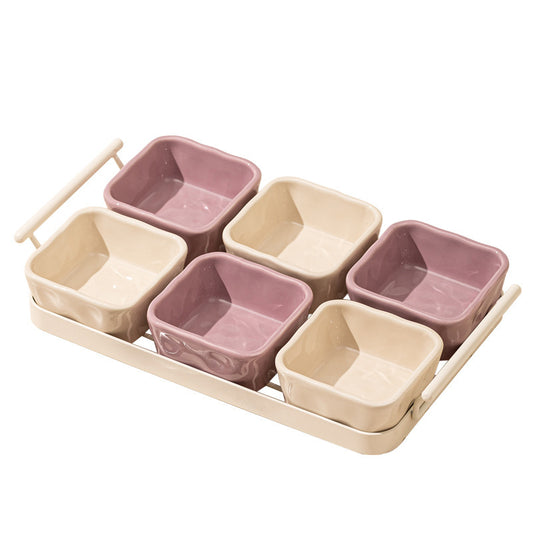 Light Luxury Fruit Plate Household Ceramic Divided Fruit Plate Living Room Dried Fruit Snack Snack Dish Afternoon Tea Snack Candy Plate