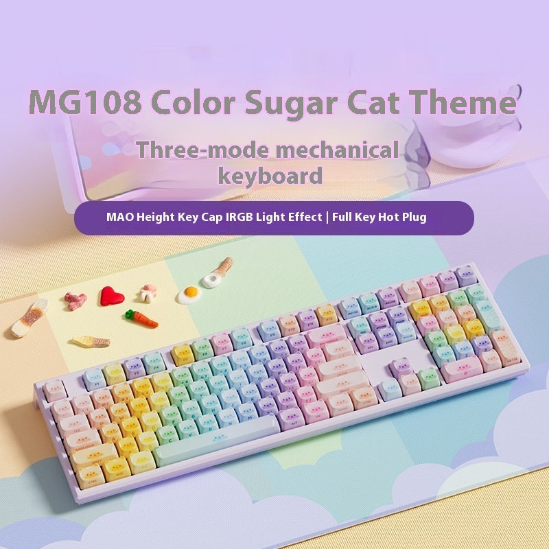 Colored Sugar Cat Mechanical Keyboard The Third Mock Examination Bluetooth