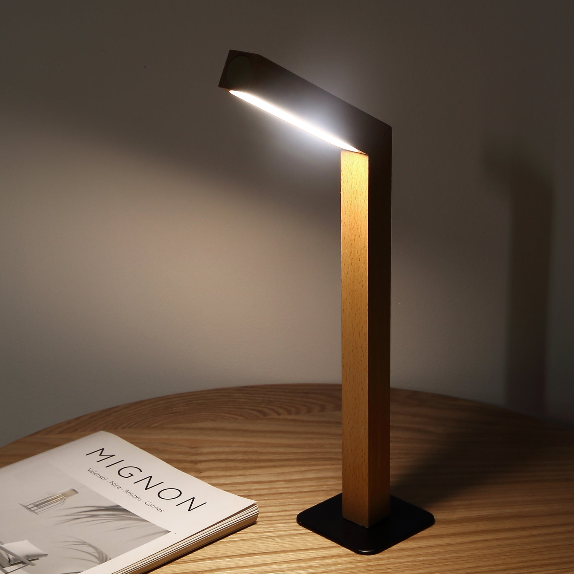 Desk LED Light Learning Reading Dormitory Rotating Solid Wood Bedside Wall Lamp