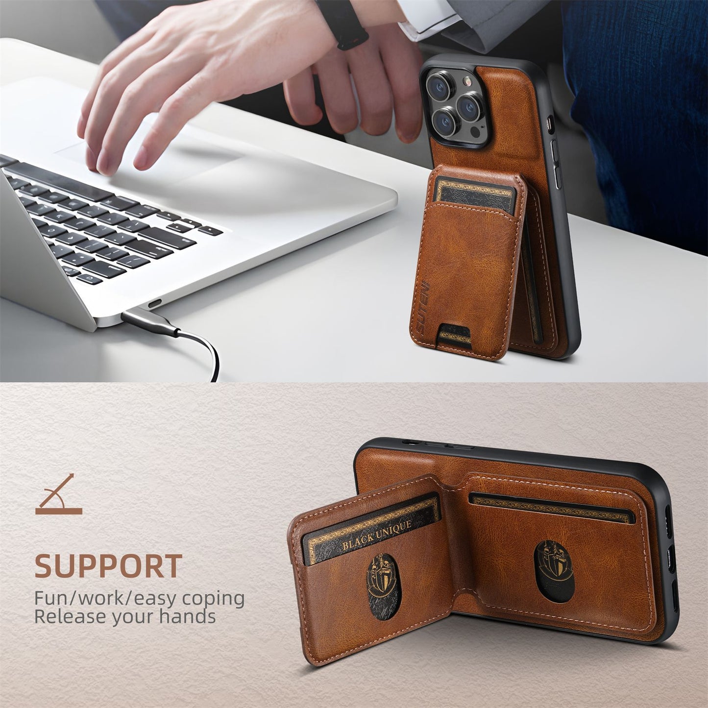 Applicable PU Card Phone Case