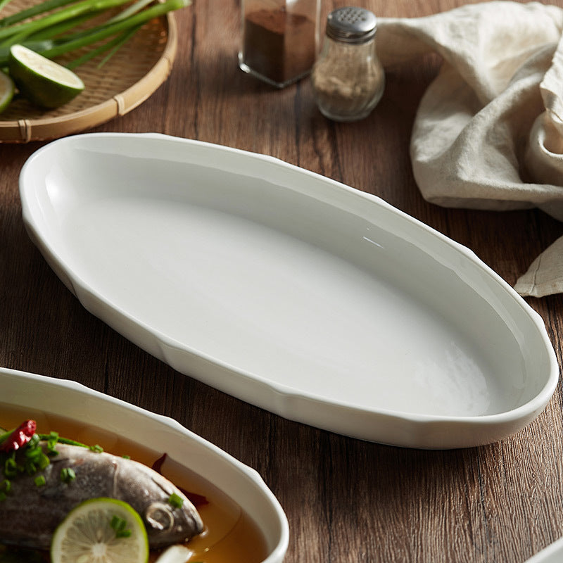 Household Steamed Fish Plate Good-looking Large Exquisite Japanese Style Dinner Plate High-grade