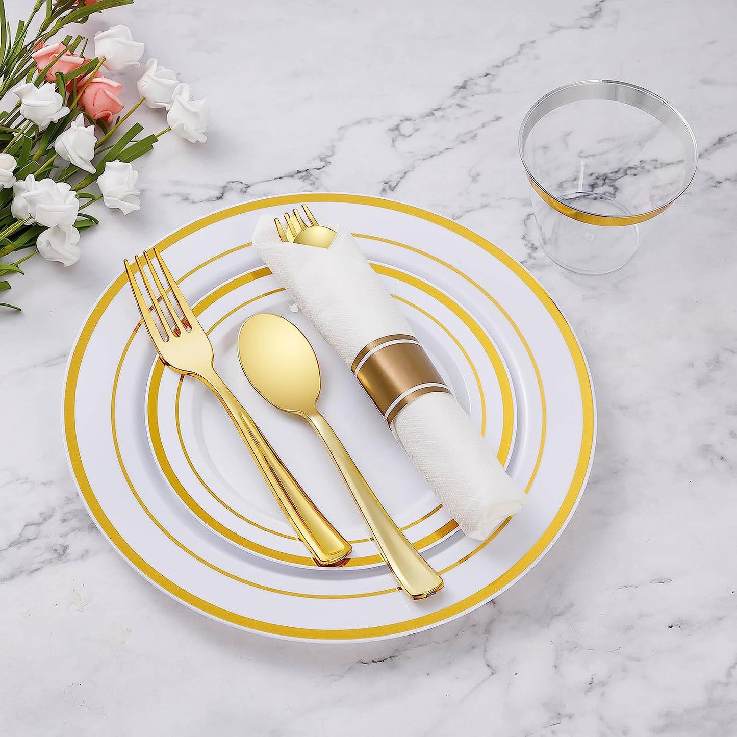 Tableware Set Disposable Wineglass Knife, Fork And Spoon Hard Plastic Fruit Hollow Plate