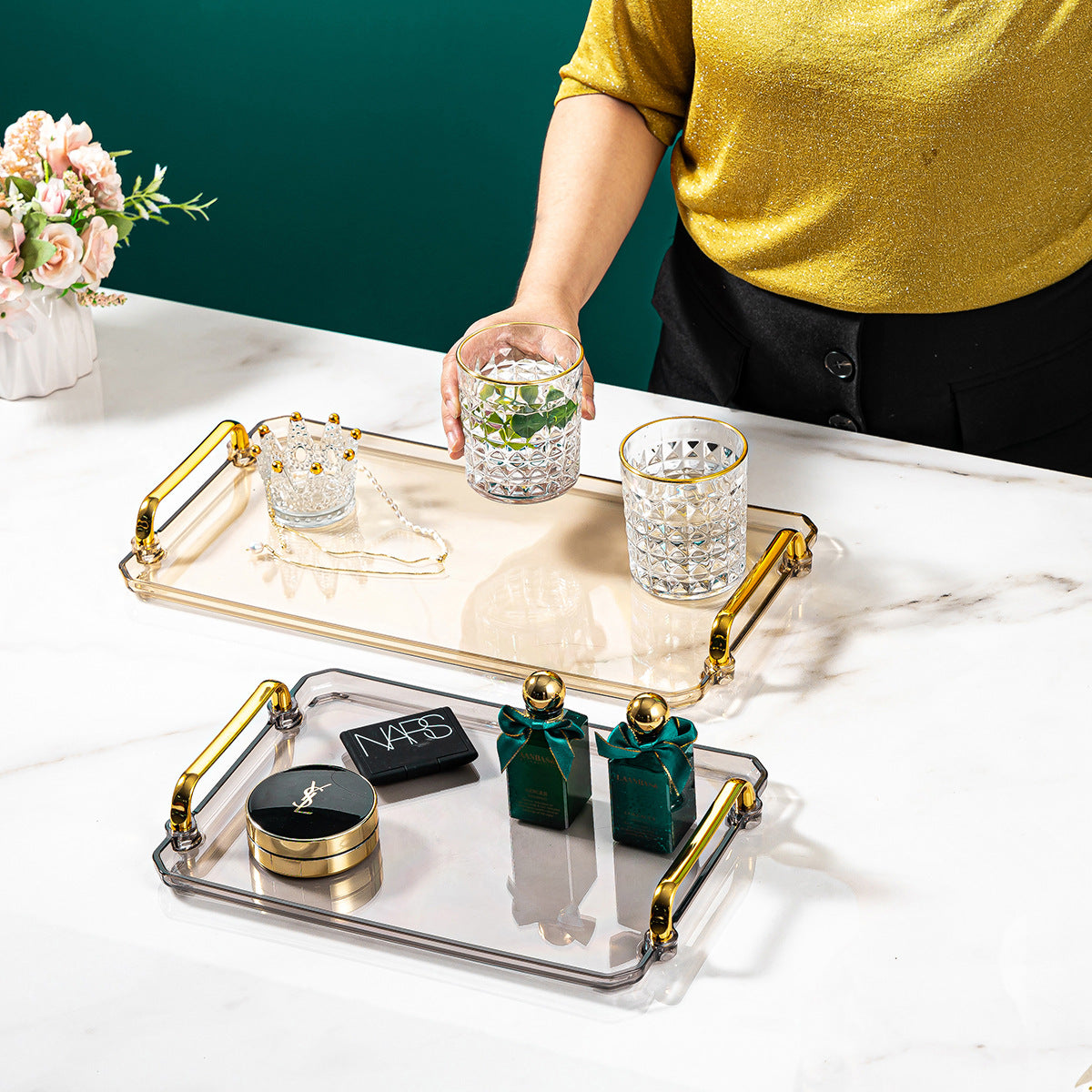 High-end Tray Household Rectangular Tea Cup Plastic Plate