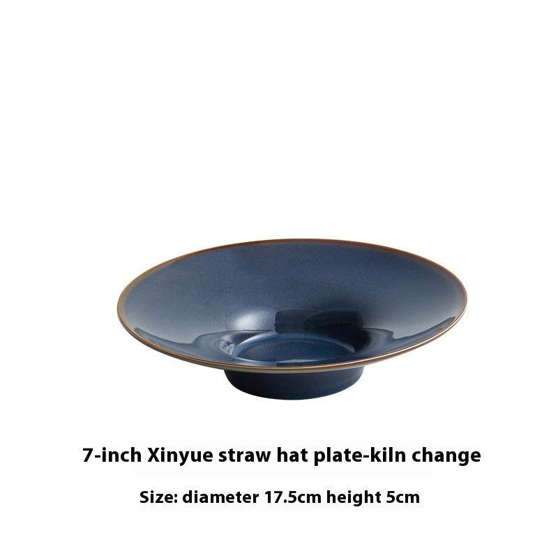 Creative Ceramic Straw Hat Plate Japanese Italian Pasta Dish