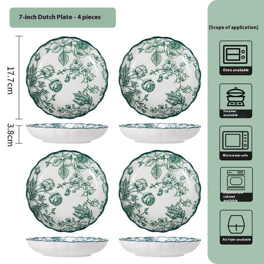 Tableware Household Bowl Dishes Set Underglaze Porcelain Plate