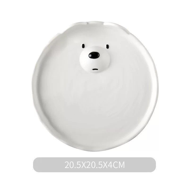 White Bear Bowl Dish & Plate Household Children's Tableware Set