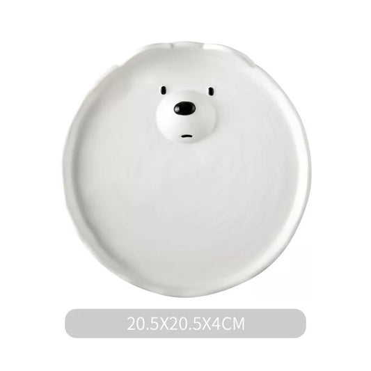 White Bear Bowl Dish & Plate Household Children's Tableware Set