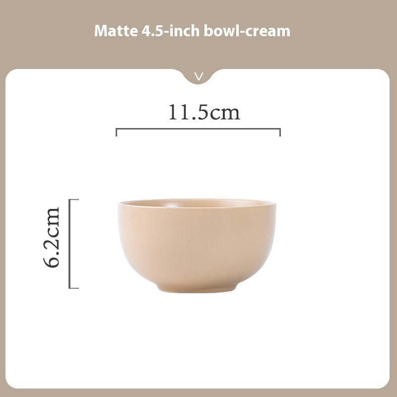 Household Matte Milk Tea Bowl And Plate Set Household Ceramic