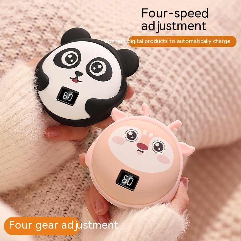 New Mini Panda Hand Warmer Rechargeable USB Digital Display Temperature Control Heating Pad Hand Warmer