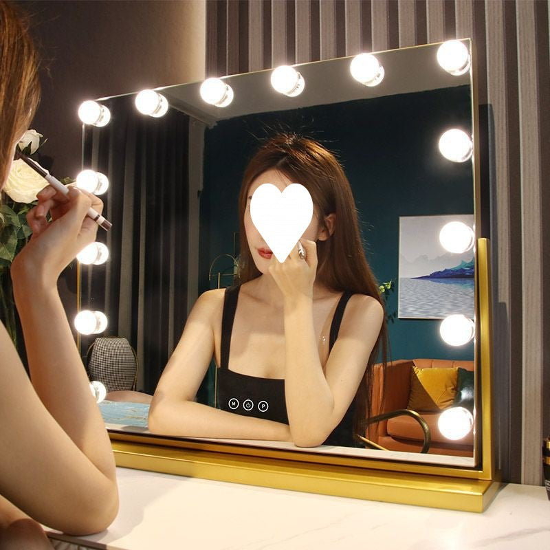 Household Desk Makeup Mirror Desktop LED Light Dressing Mirror