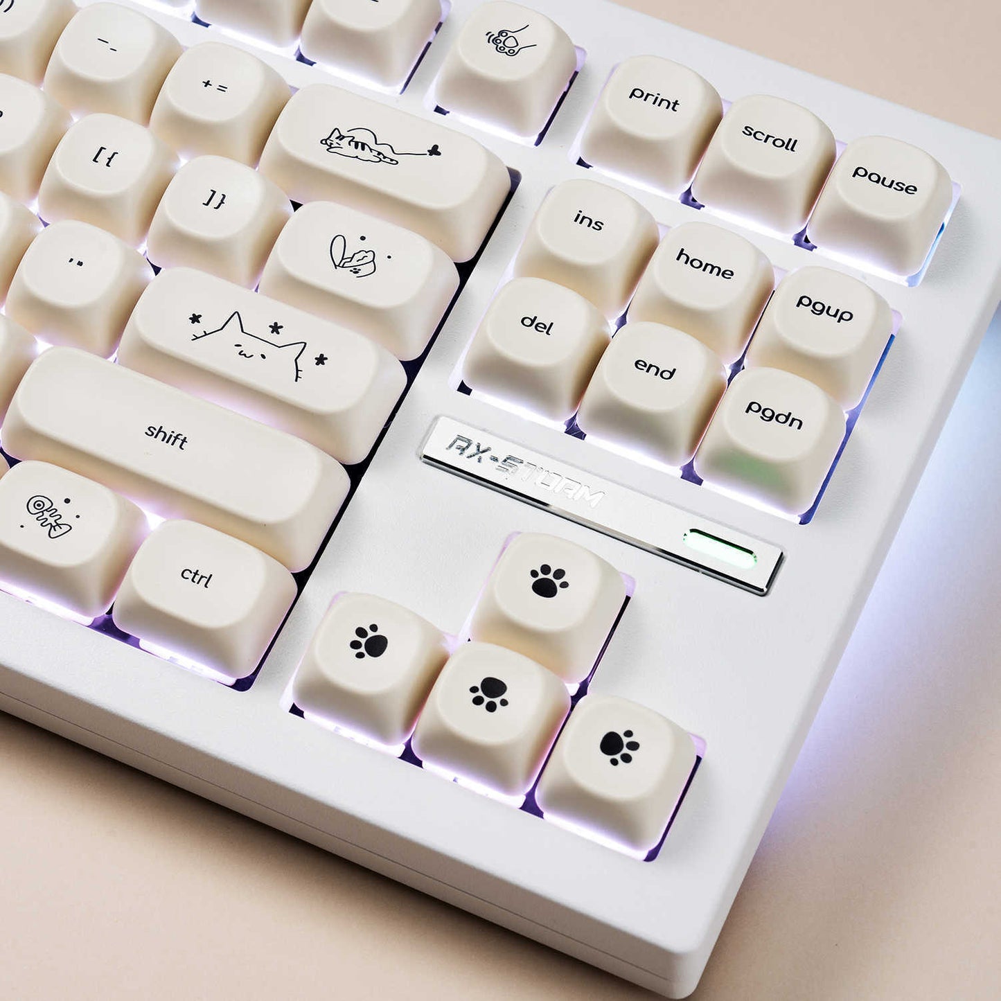 Minimalist Small Font Cute Cat Mechanical Keyboard Keycaps