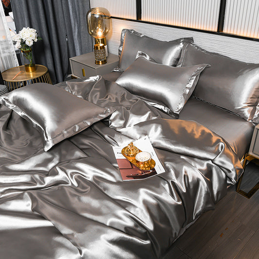 Solid Color High-profile Double-sided Ice Silk Four-piece Set Cool Silk