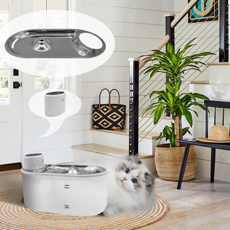 Stainless Steel Plate Pet Timing Flow Induction Function Water Feeder