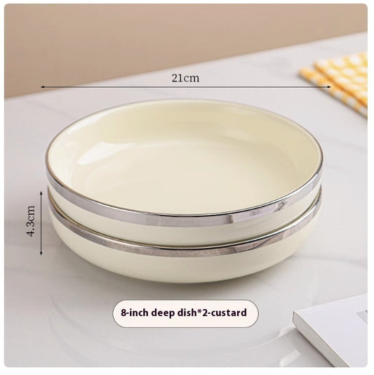 Cream Style Ceramic Plate Dishes Household