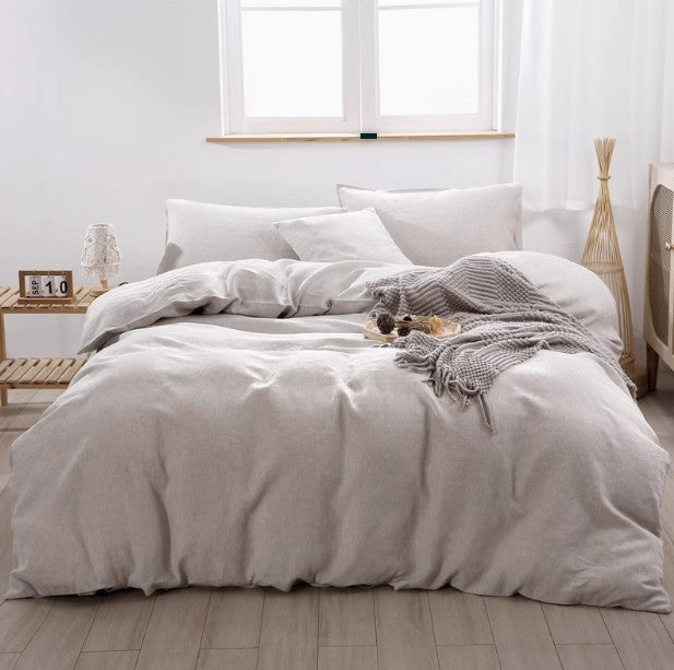 Four-piece Linen Bedding Set With Fitted Sheet And Fitted Sheet