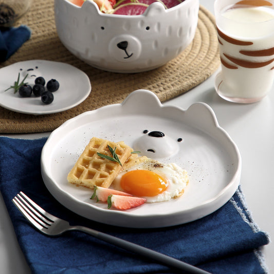White Bear Bowl Dish & Plate Household Children's Tableware Set