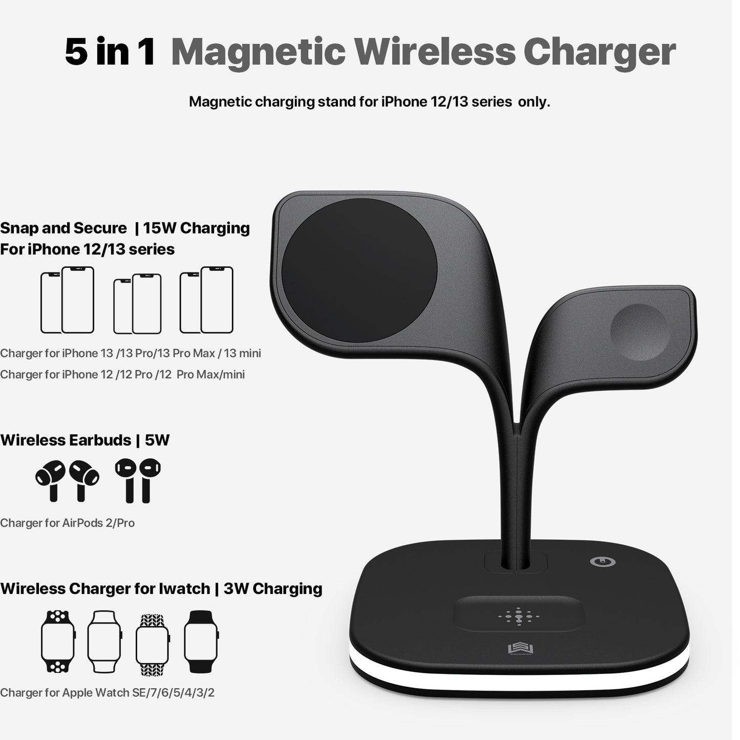 Magnetic Three-in-one Wireless Phone Charger Suitable For Earphone Watch
