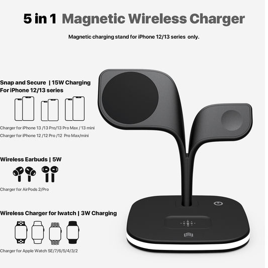 Magnetic Three-in-one Wireless Phone Charger Suitable For Earphone Watch