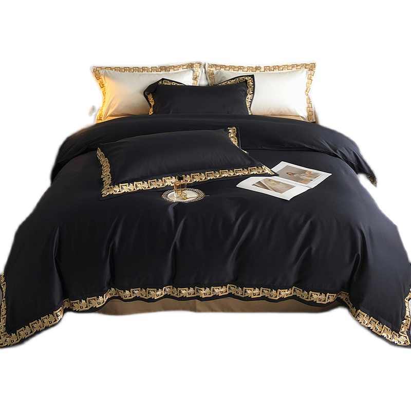 Cotton Bed Four-piece Set 120s Long-staple Cotton Embroidered Quilt
