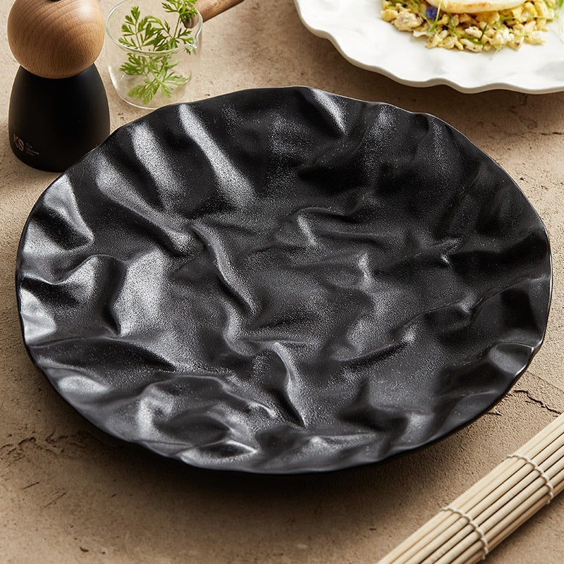 Pleated Dish Ceramic Cooking Plate Japanese Western Food