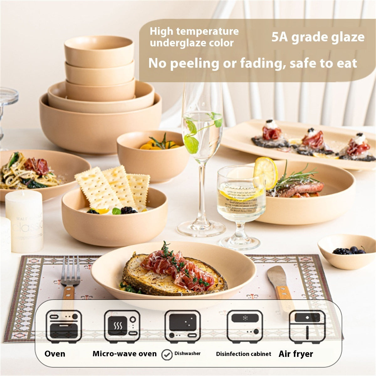Household Matte Milk Tea Bowl And Plate Set Household Ceramic