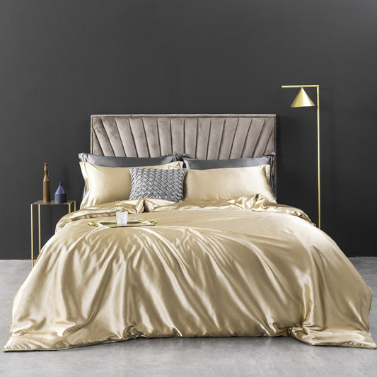 European-style Washed Silk Four-piece Set Can Not Afford The Ball Silky Nude Sleep Solid Color Summer Bedding
