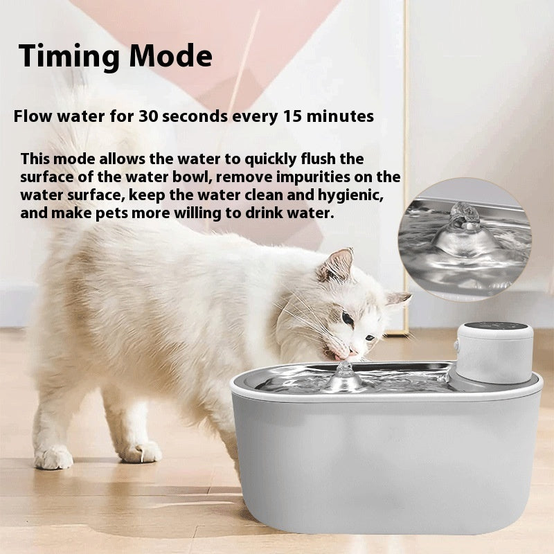Stainless Steel Plate Pet Timing Flow Induction Function Water Feeder