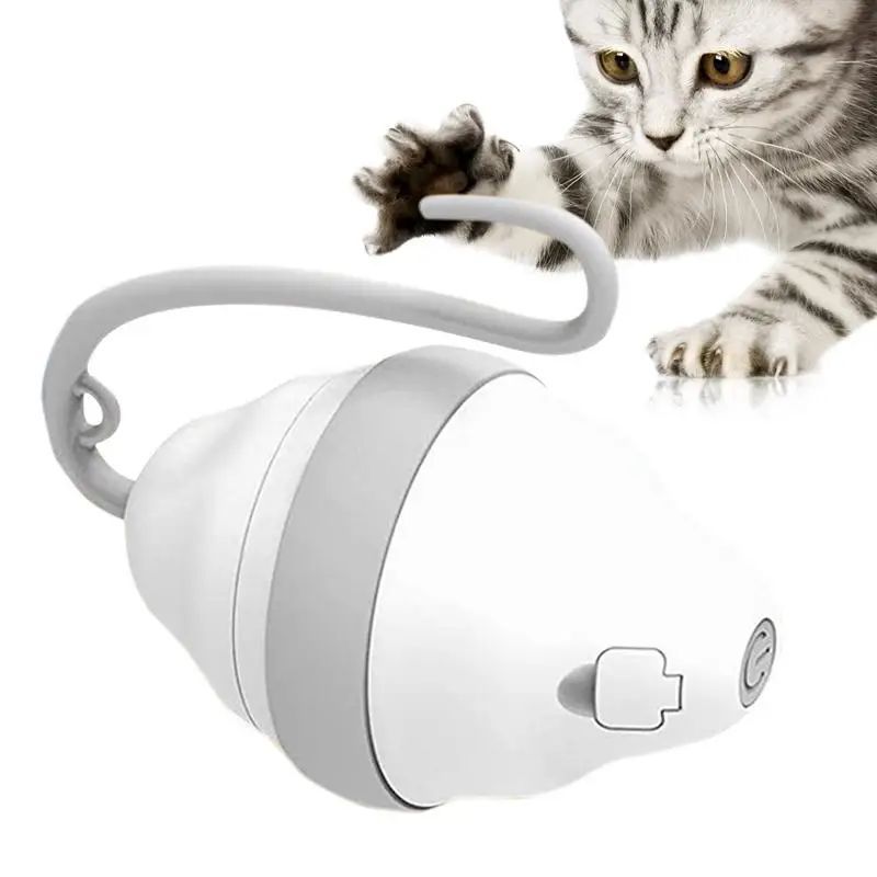 Rolling Mouse Cat Toy Automatic Moving Mouses Glow Feather Electric Teasing Stick Lrregular Running Pet Products