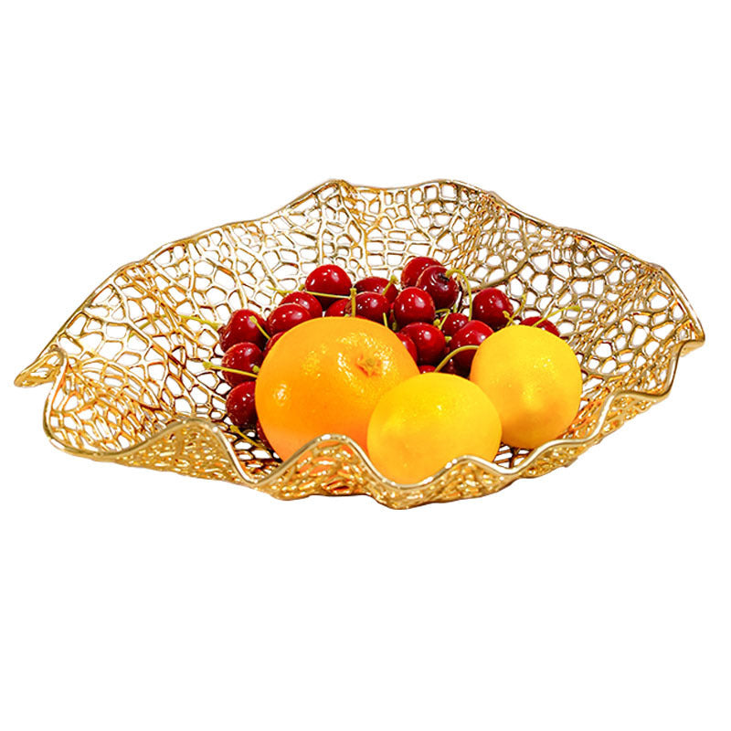 Light Luxury Electroplating Alloy Lotus Leaf Fruit Plate