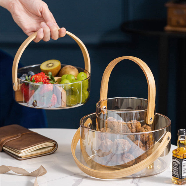 Light Luxury Shopping Basket Glass Fruit Plate Salad Dried Household