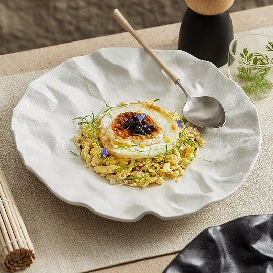 Pleated Dish Ceramic Cooking Plate Japanese Western Food