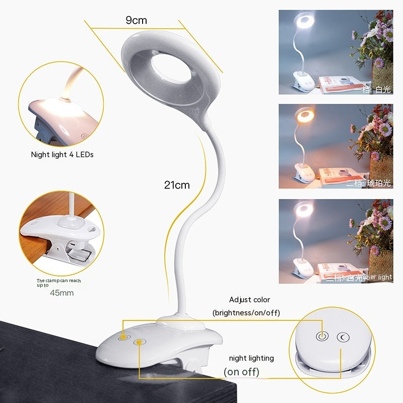 Desk Clip Reading Lamp Long Arm Usb Touch Ambience Light