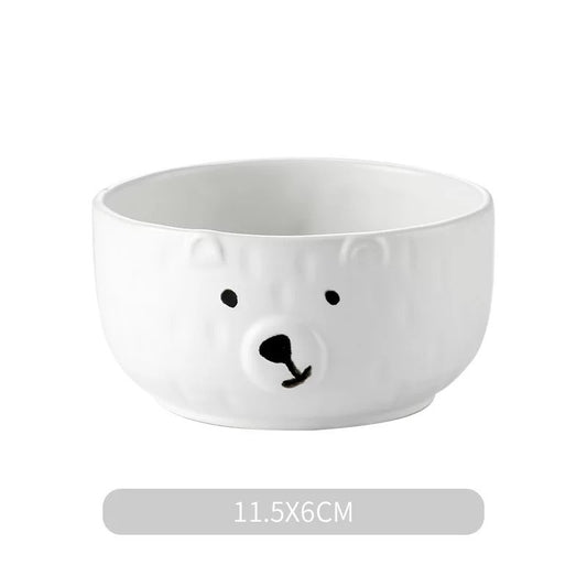 White Bear Bowl Dish & Plate Household Children's Tableware Set