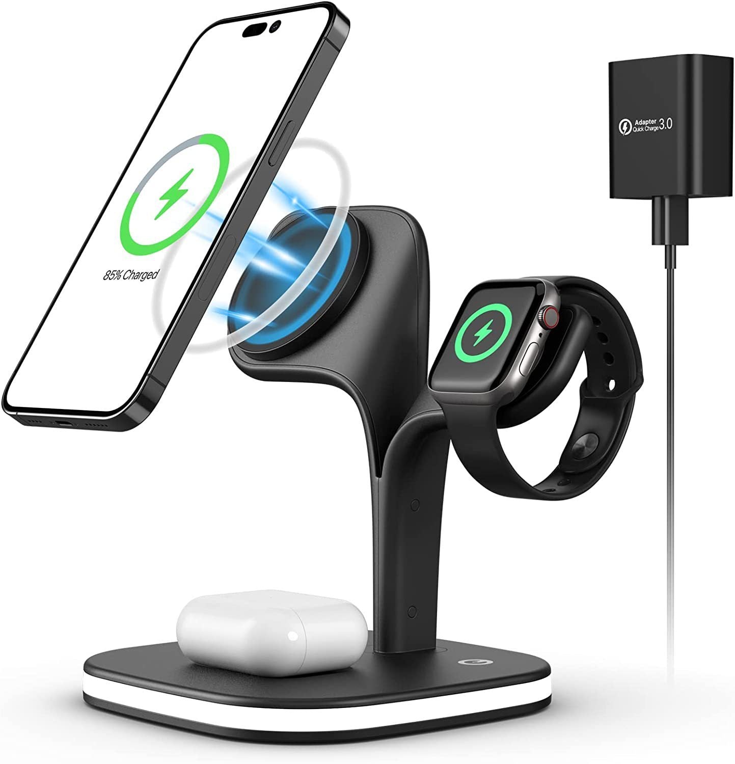 Magnetic Three-in-one Wireless Phone Charger Suitable For Earphone Watch