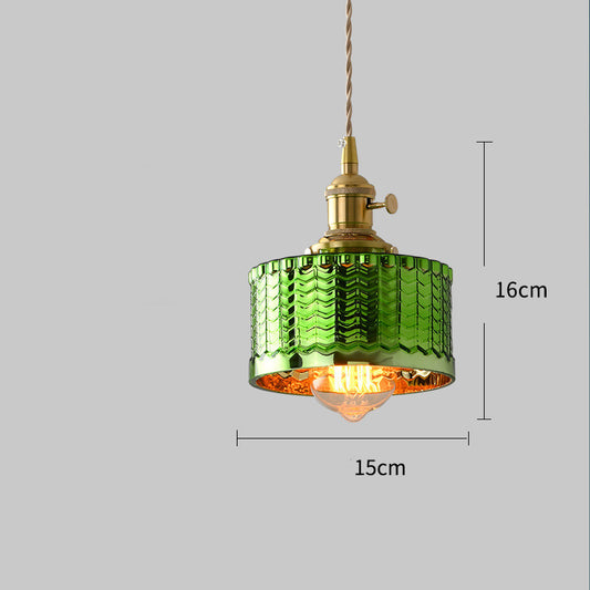Simple Retro Dining Room Full Copper Glass Chandelier