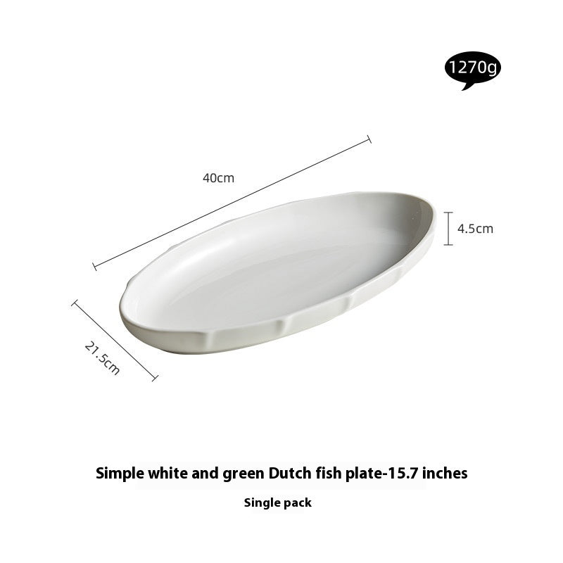 Household Steamed Fish Plate Good-looking Large Exquisite Japanese Style Dinner Plate High-grade